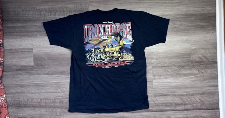 1999 Vintage Daytona Bike Week Iron Horse Saloon Train Locomotive Shirt - Hole