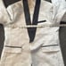 Men’s Paisley White Tuxedo Jacket Black Shawl Lapel Slim Fit Size 38 NWT