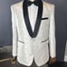 Men’s Paisley White Tuxedo Jacket Black Shawl Lapel Slim Fit Size 38 NWT