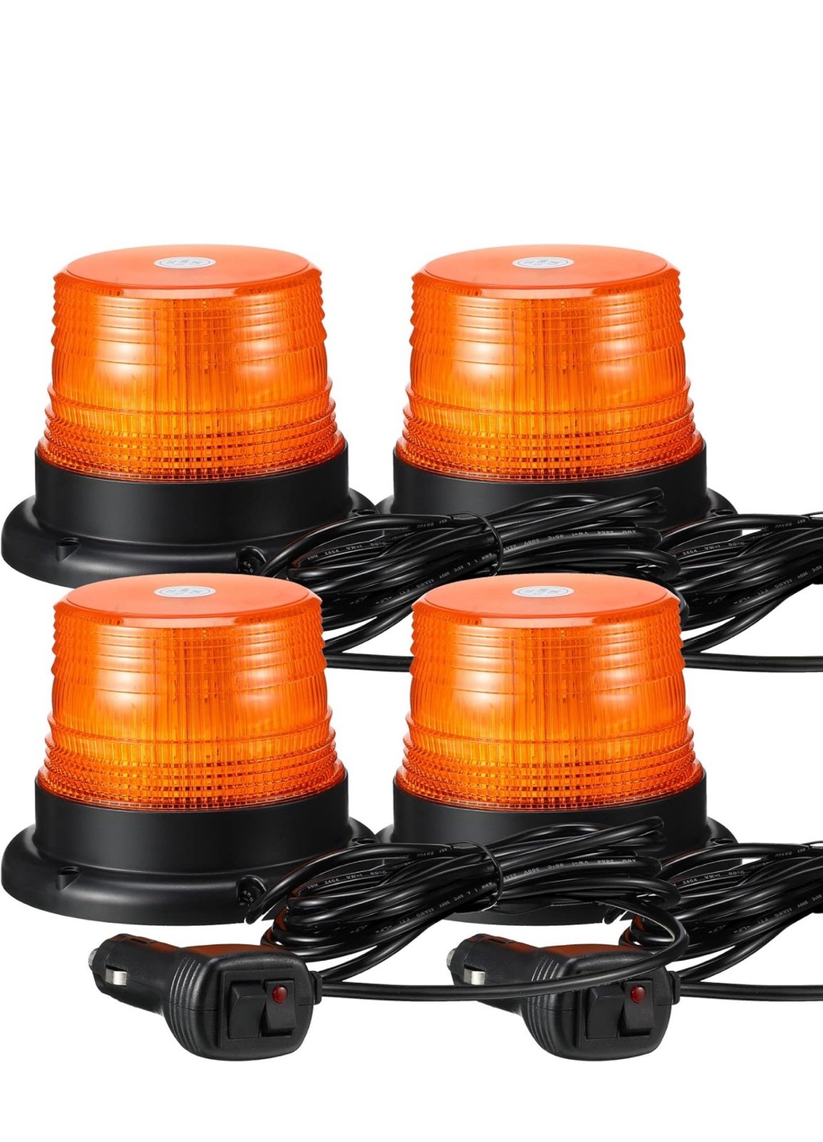 4 Packs 60 LED Strobe Lights 12v-24v Amber Warning Safety Flashing Strobe Light