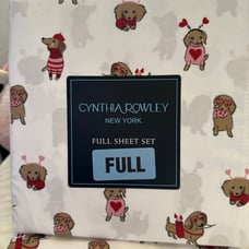 Cynthia Rowley Valentine Dachshund Dog Full Size Sheet Set