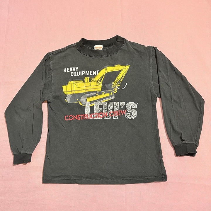 Vintage 70s 80s Levi’s Boys Heavy Construction Crew Long Sleeve Cat T Shirt 6