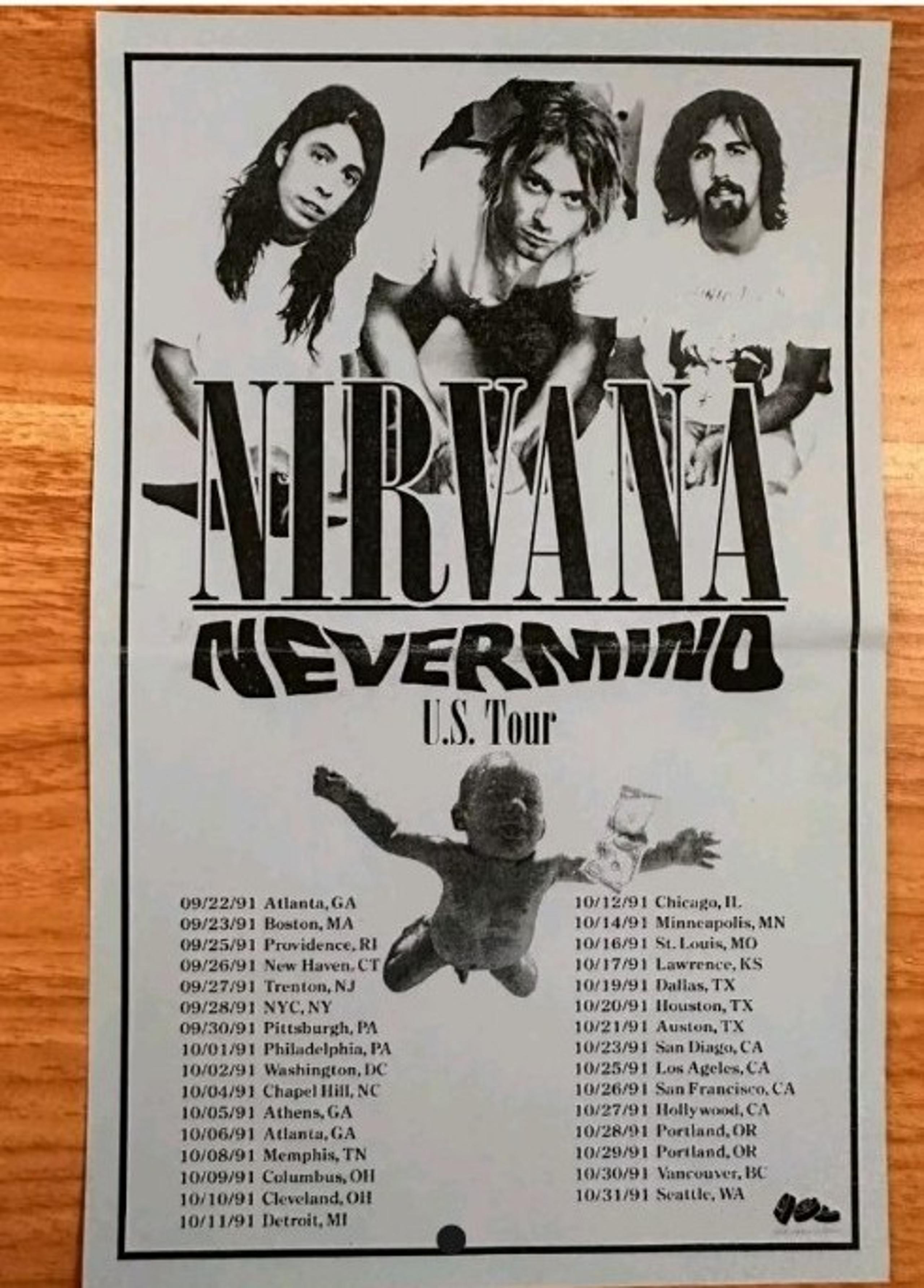 Nirvana Nevermind US Tour Rare Flyer