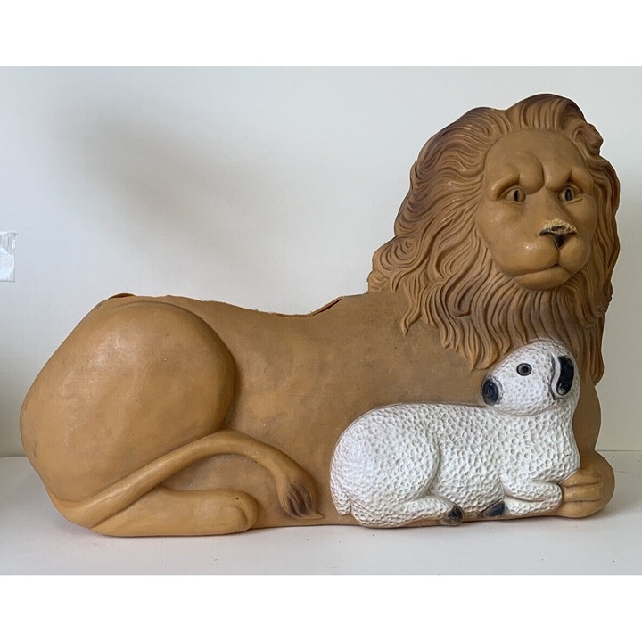 VTG 1995 Union Products Don Featherstone Lion & Lamb Christmas Blow Mold READ !
