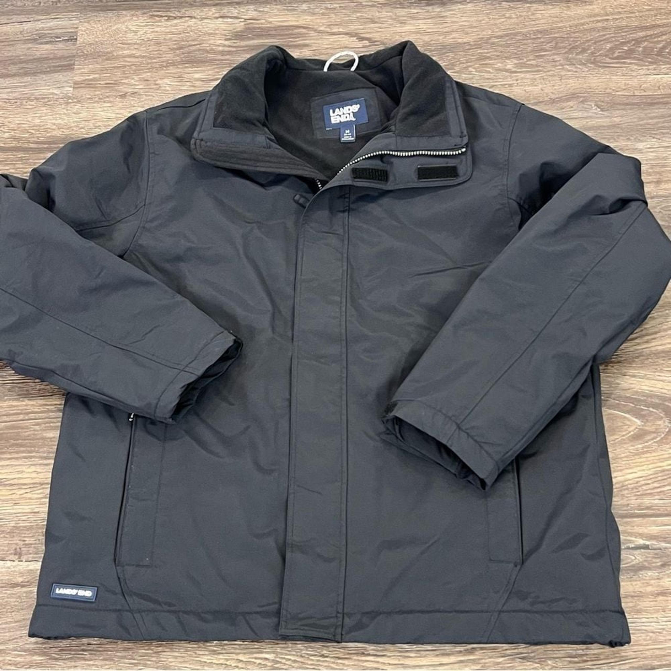 Lands End Mens Black Sport Squall Jacket Medium-Excellent Condition!