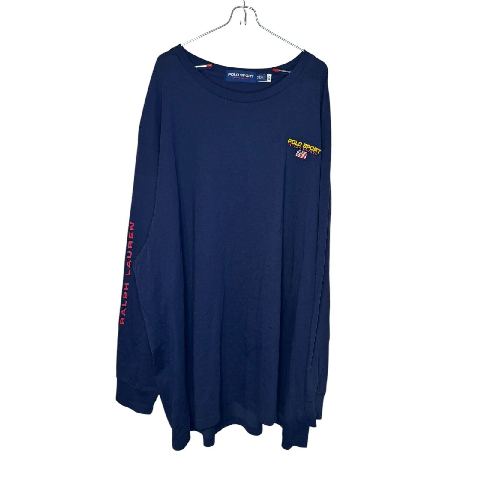 Polo Sport Ralph Lauren Mens T-Shirt Jersey Classic Fit Long Sleeve Tee Navy 4XB