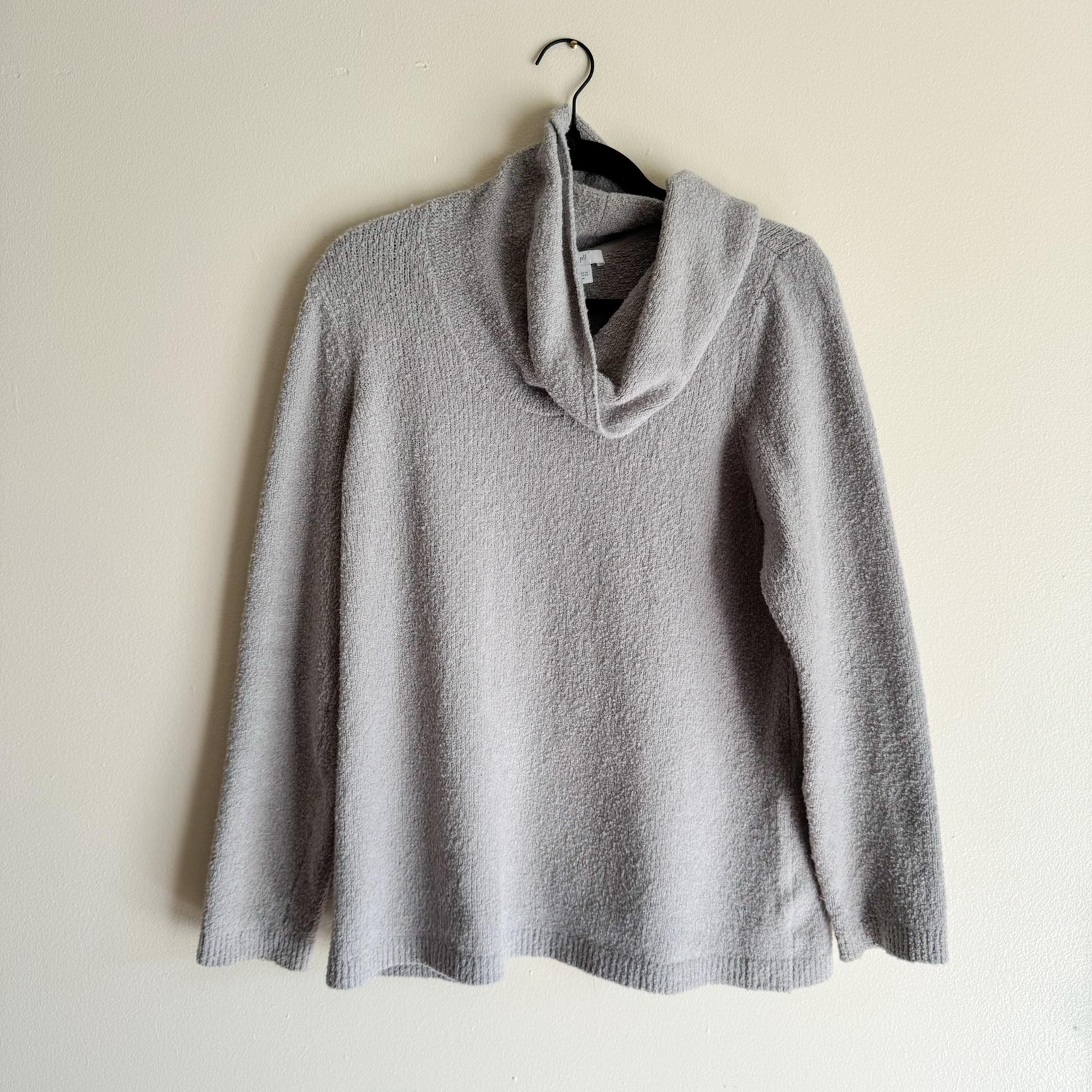J. Jill Grey Cowl Neck Cozy Cotton Pullover Sweater - Medium