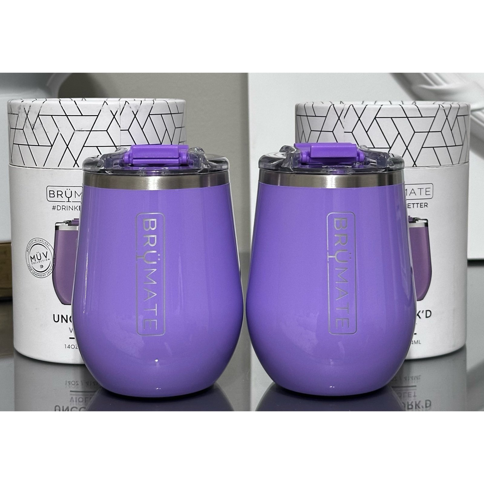 SET OF 2- BRUMATE UNCORK'D XL 14oz WINE TUMBLERS, VIOLET