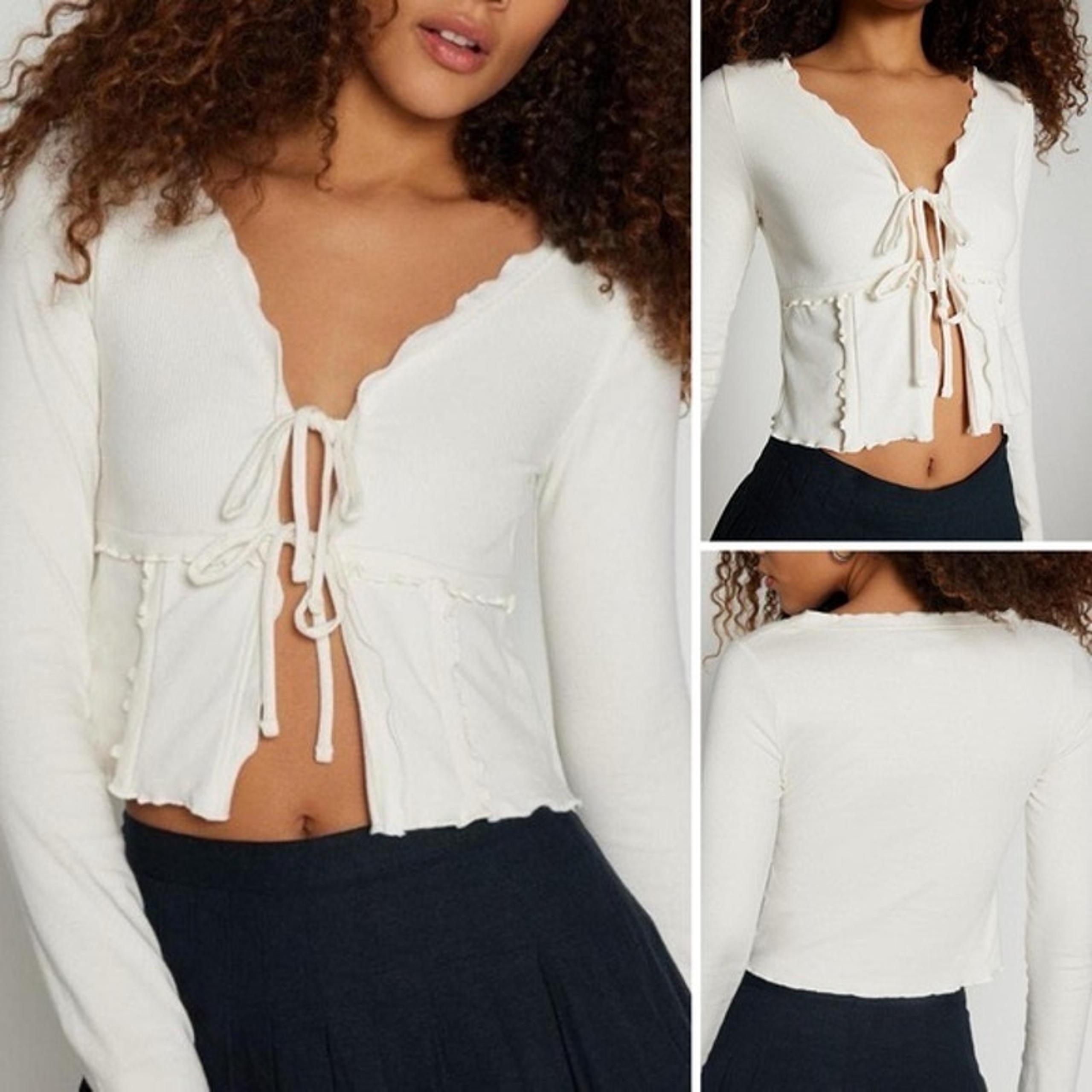 NWOT Urban Outfitters Melissa Tie-Front Top in Ivory Size XS - Kimchi Blue