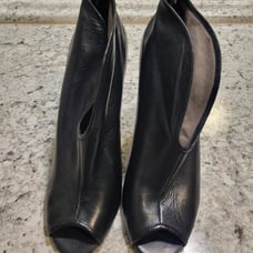 Vince Camuto Black Leather Peep Toe Ankle Boots