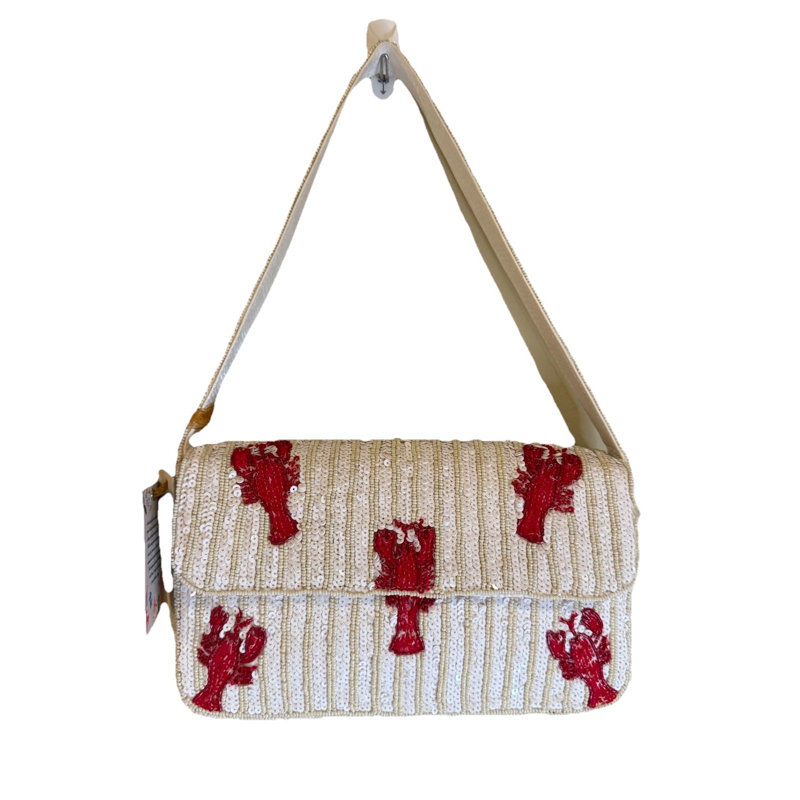 Viral Beaded Lobster Handbag Purse Striped Handcrafted/Made in India TikTok HTF