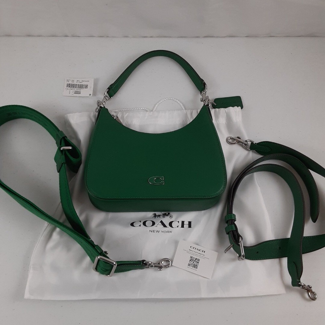 Coach CJ842 Green Hobo Crossbody with Multiple Straps-Crossgrain Leather NEW