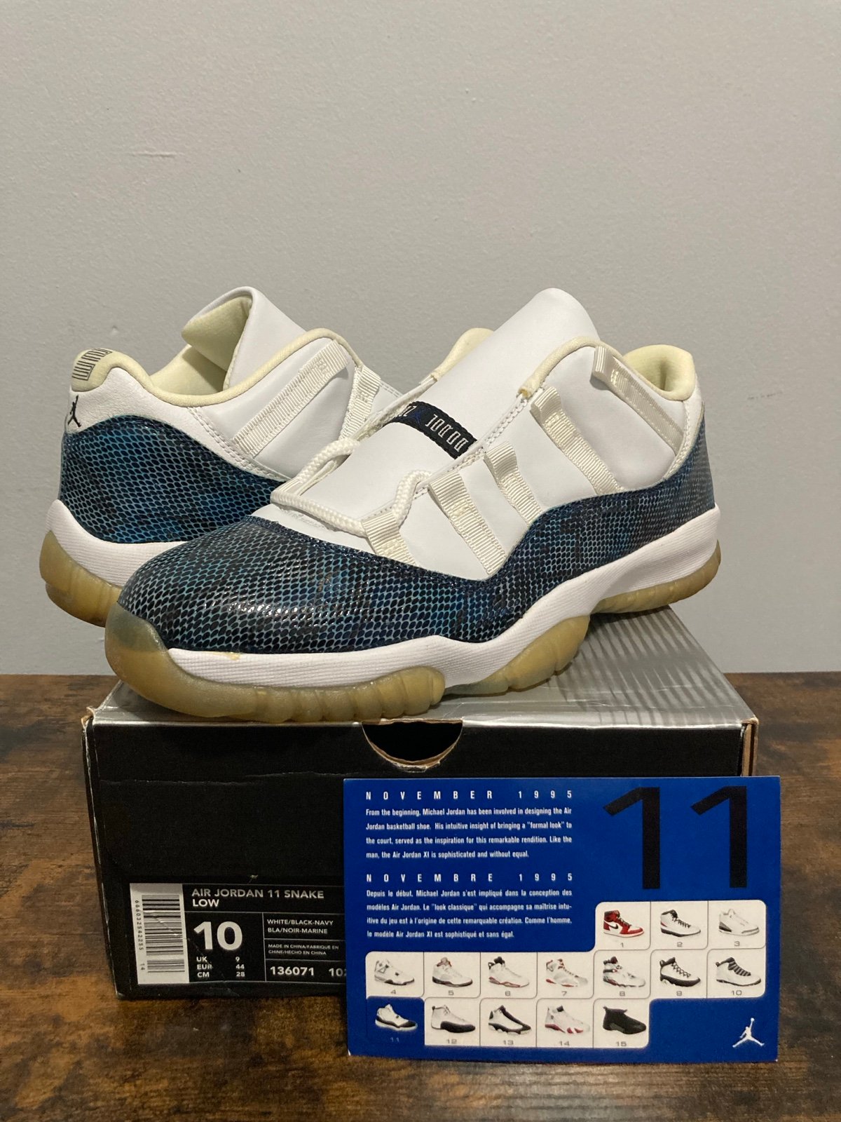 Size 10 - 2001 Jordan 11 Low Retro Navy Snakeskin