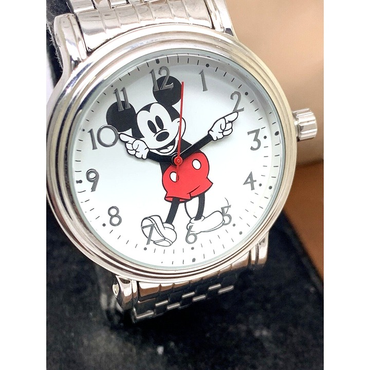 Disney Mickey Mouse Women's Watch White Dial Silver Steel 38mm Quartz WDS000682