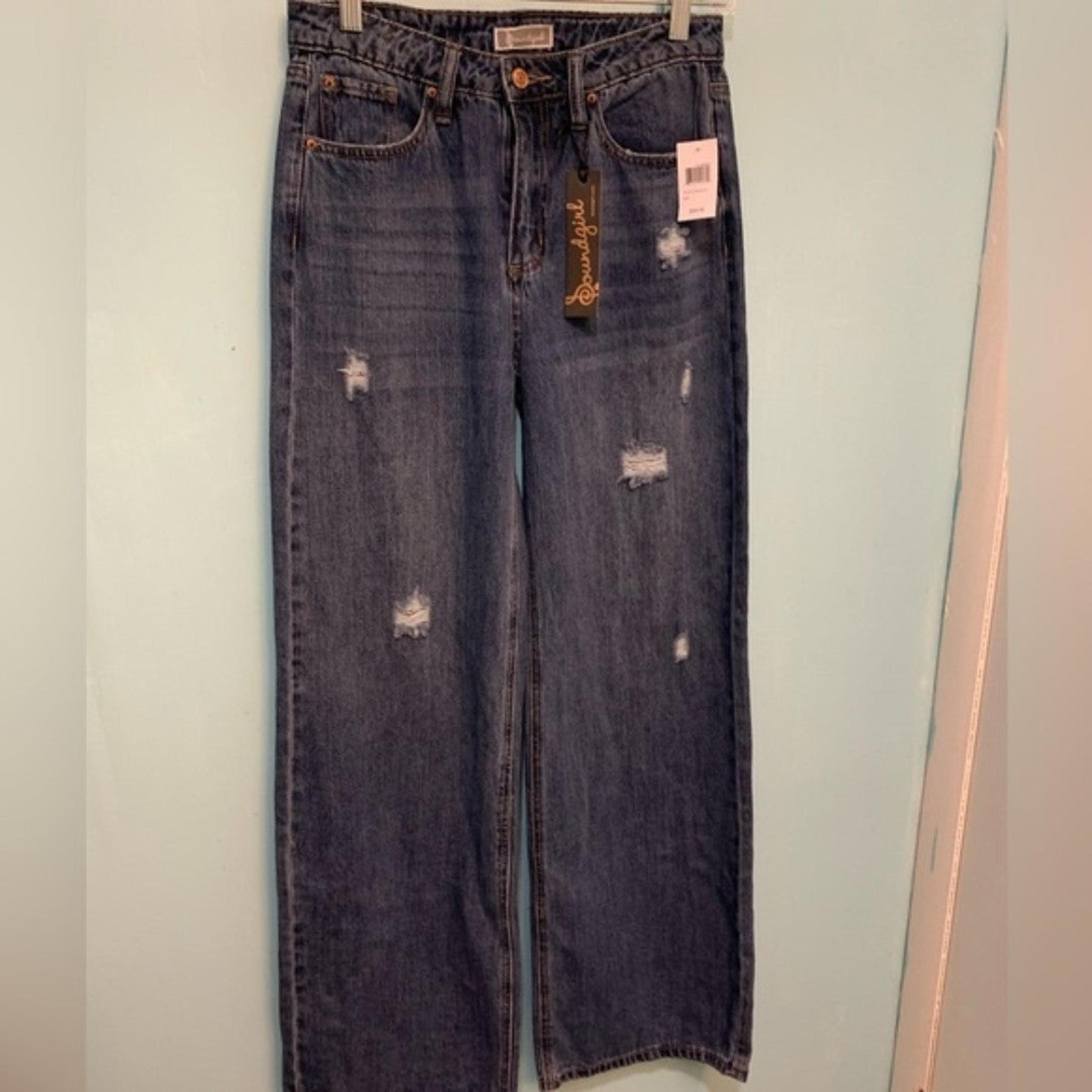 NWT Soundgirl 7 Blue Medium Wash 5-Pkts Distressed High-Rise Flared Leg Jeans