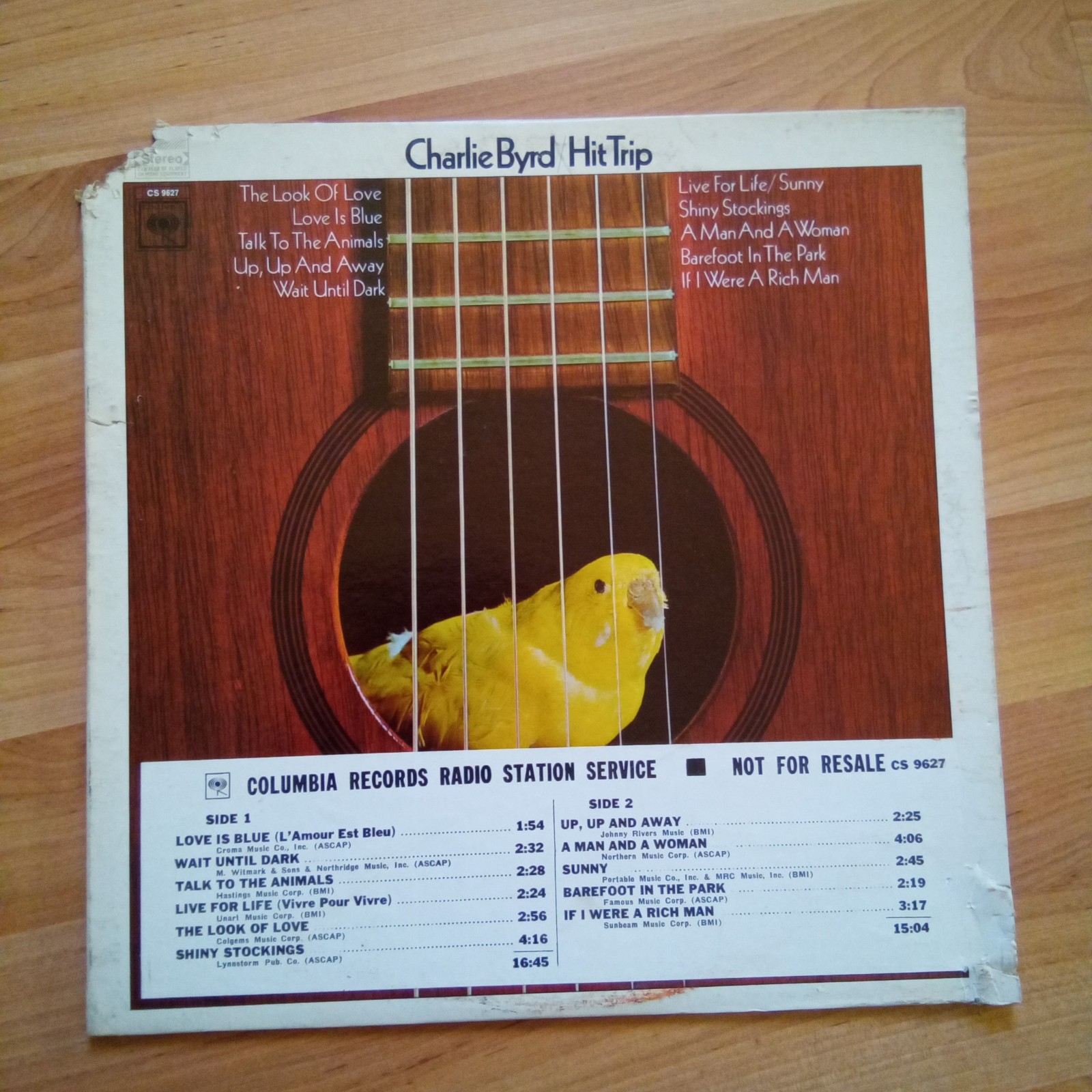RARE ORIGINAL VINYL LP 1968 CHARLIE BYRD / HIT TRIP 1st PRESS PROMO COPY