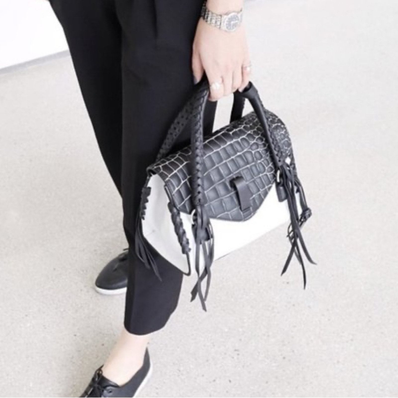 Joy Gryson Black Croc-Embossed Women's Bag- NWT