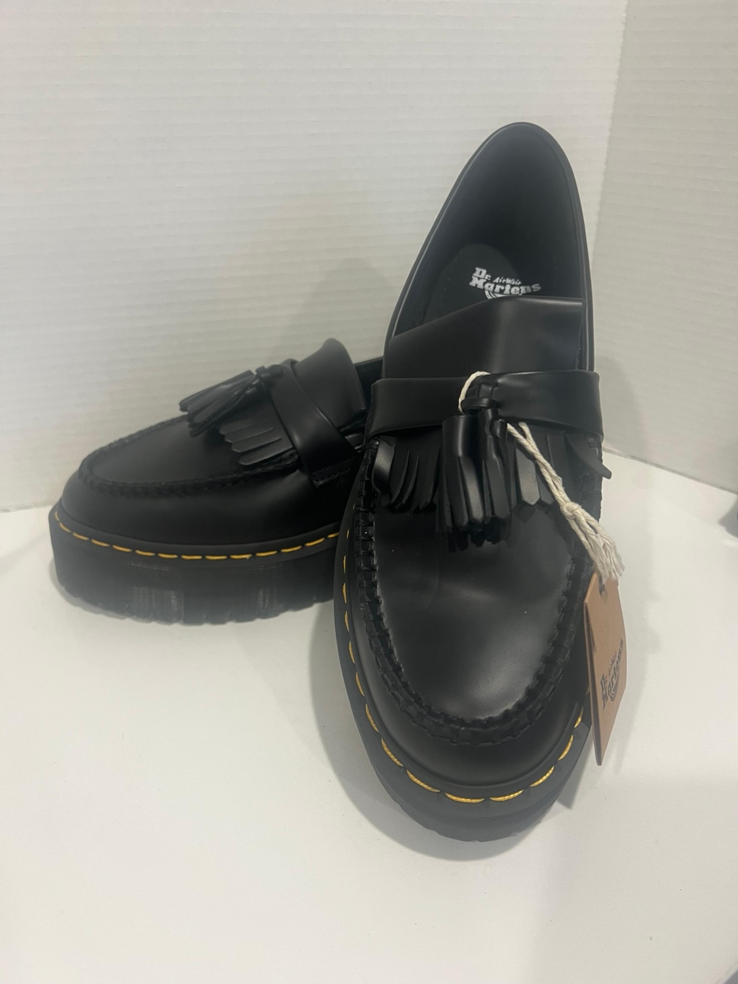 DOC MARTENS Vegan Adrian Quad Mono Platform Loafers Black Vegan Leather W9/M8 NW
