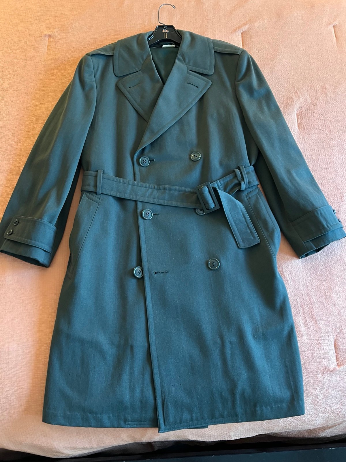 Vintage U.S Army Military Issue Green Trench Coat Sz 38R