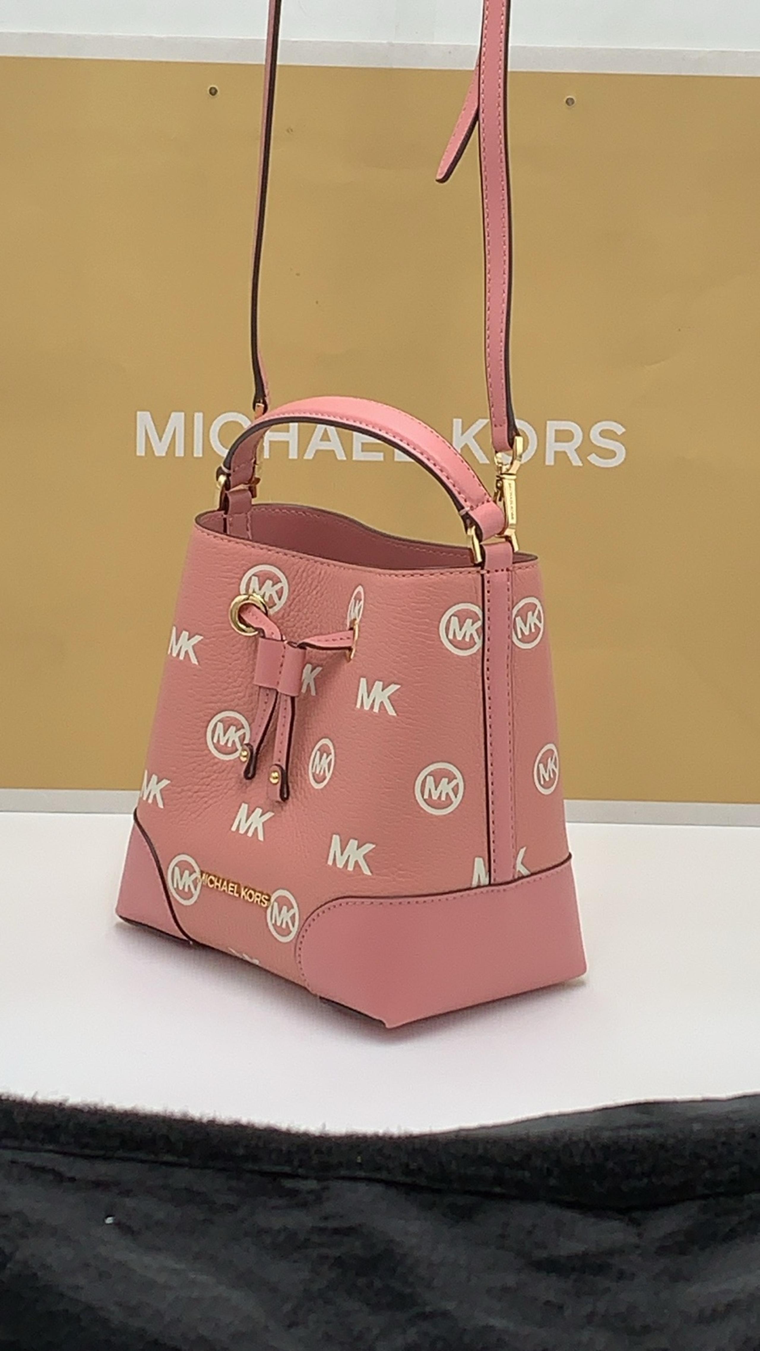 Mercer Small Logo Embossed Leather Bucket Bag COLOR PRIMROSE NWT - Michael Kors