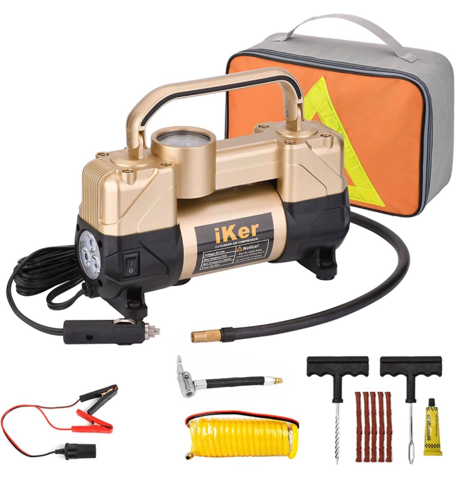 12V Air Compressor Heavy Duty Tire Inflator Portable for Truck SUV RV Tires,70L/