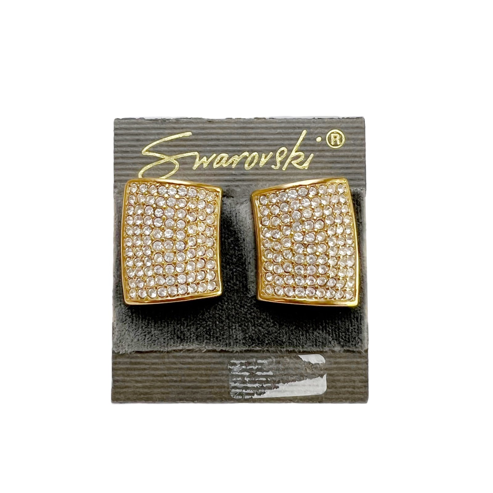 Vintage DS Co Daniel Swarovski Clear Pave Rhinestone Angular Clip On Earrings