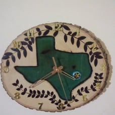 Handmade wooden clocks.
