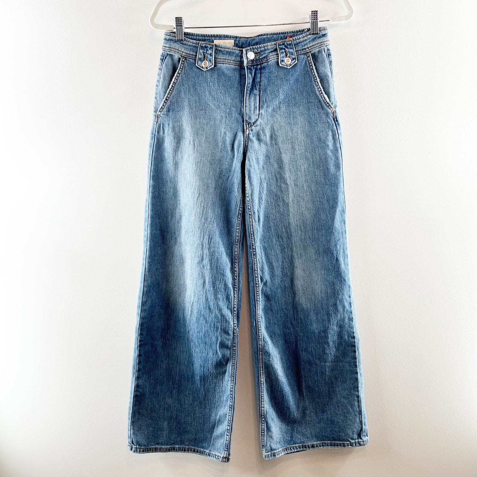 Anthropologie Pilcro High Rise Wide Leg Tab Jeans Blue 26 / 2