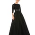 Mac Duggal SHIMMERING PLEATED A-LINE 3/4 SLEEVE GOWN size 6