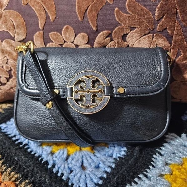 Tory Burch Black Crossbody Bag with Gold Accents