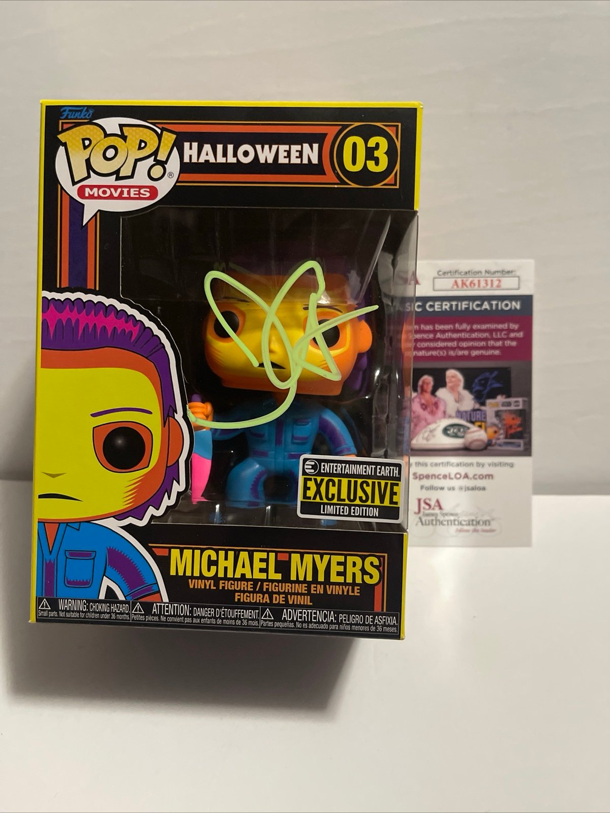 John Carpenter Signed Halloween #03 Blacklight Michael Myers Mint Condition JSA.