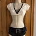 THE LINE UP PRO CHEER DANCE NFL NBA NHL Ivory Black Audition Costume 2pc Set