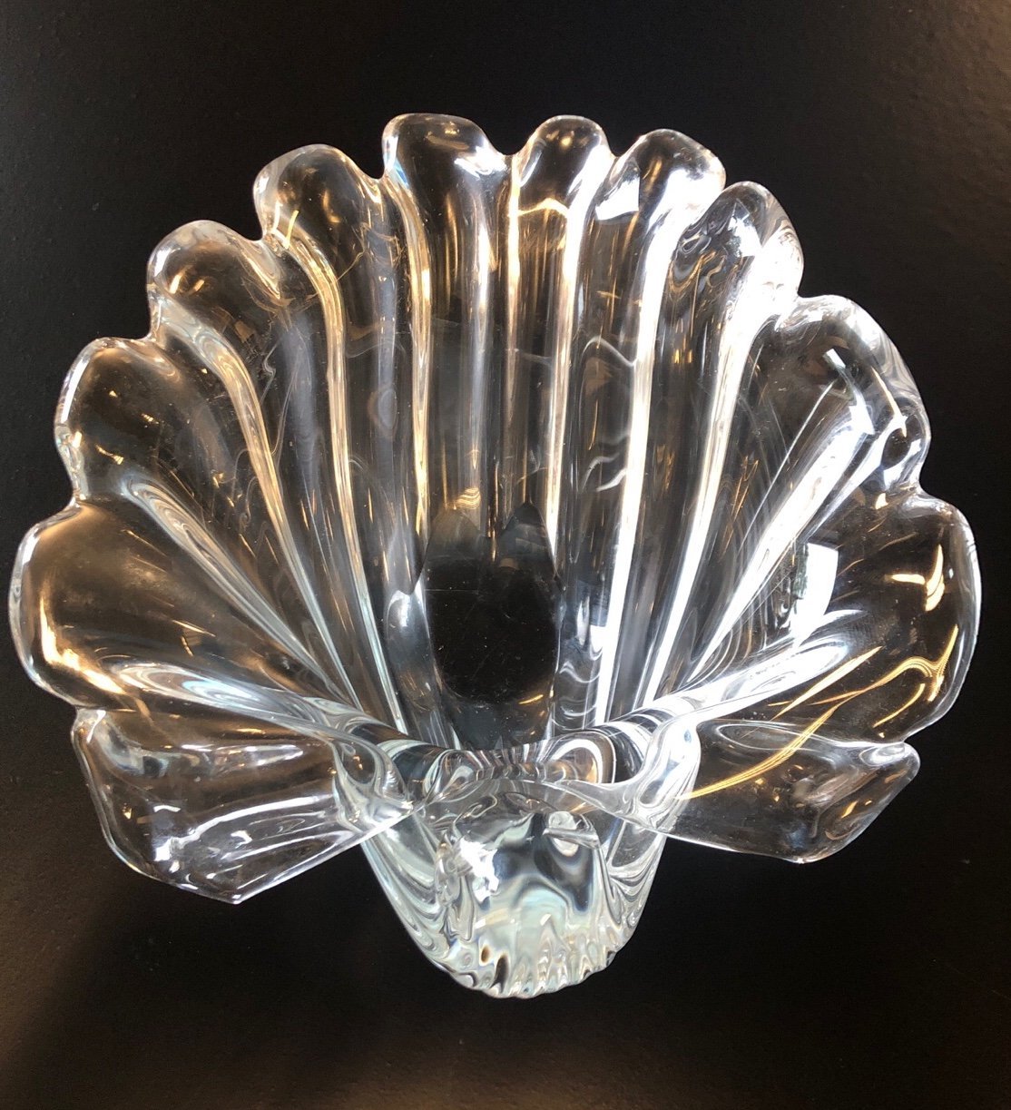 Vintage Cartier Seguso Murano Crystal Clam Shell bowl