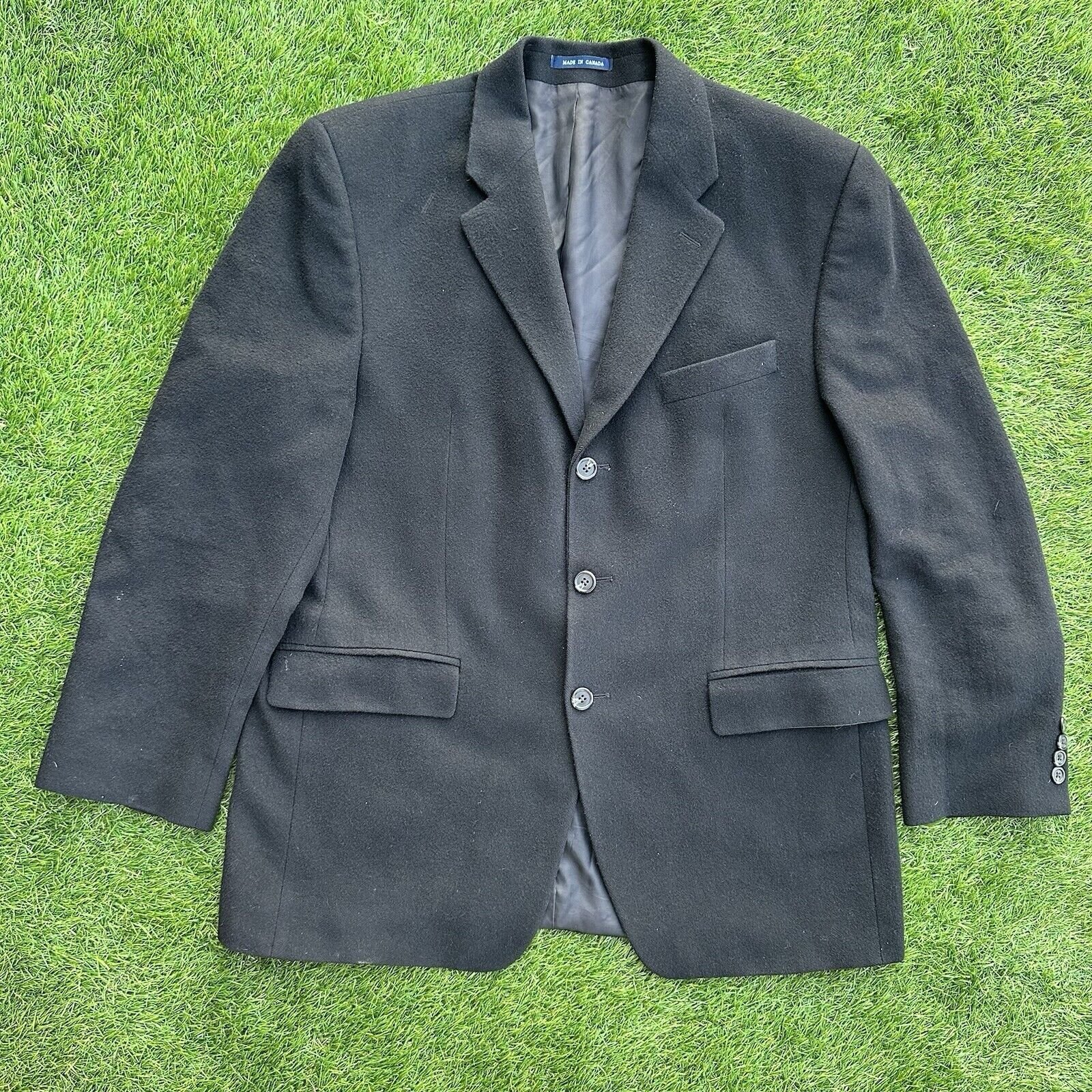 Ralph Lauren Cashmere Sport Coat Mens Size 44 Black Blazer Jacket Blue Label