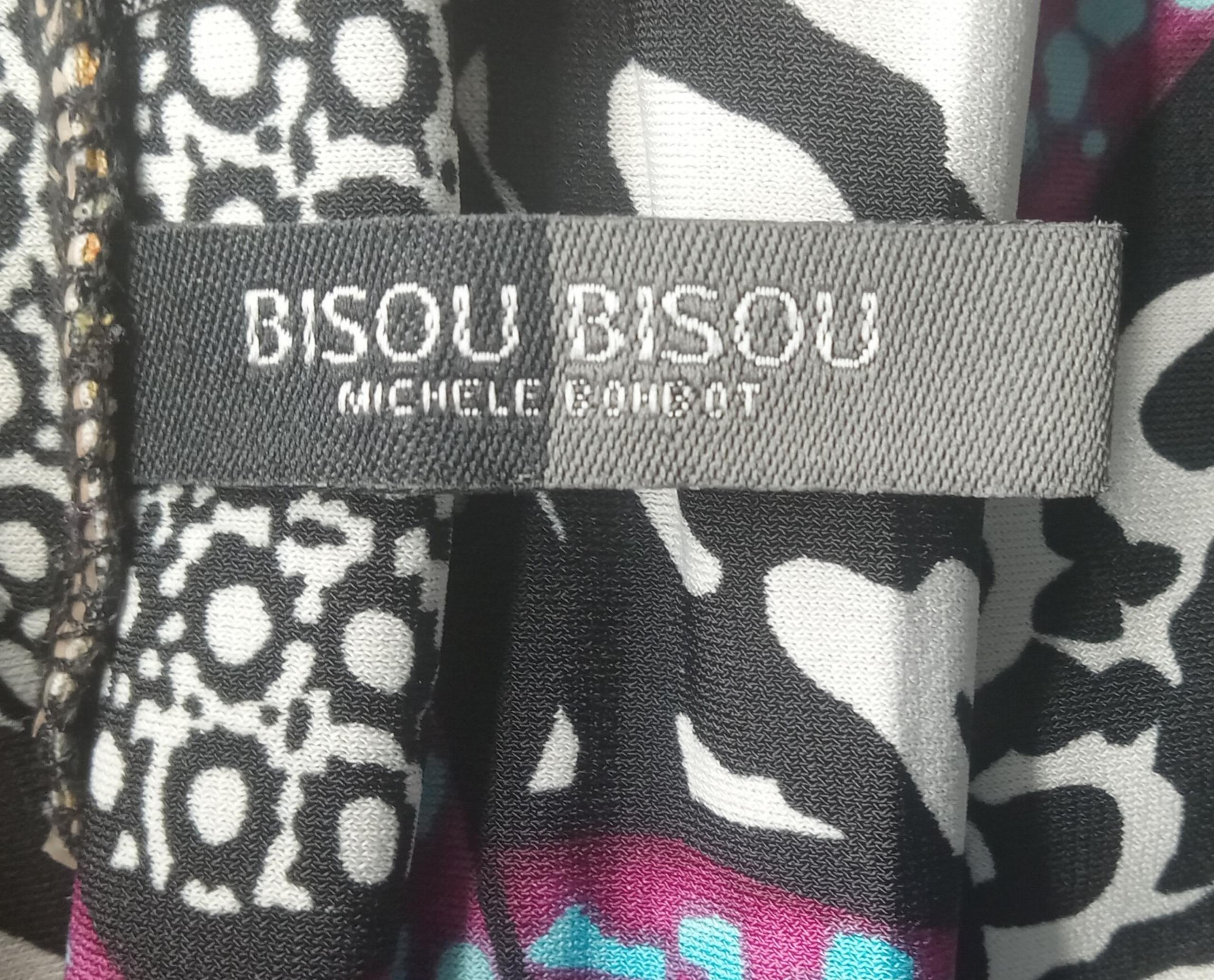 Bisou Bisou Womens Fold down Maxi Skirt Multicolor Abstract Ruffle Hem Sz LARGE