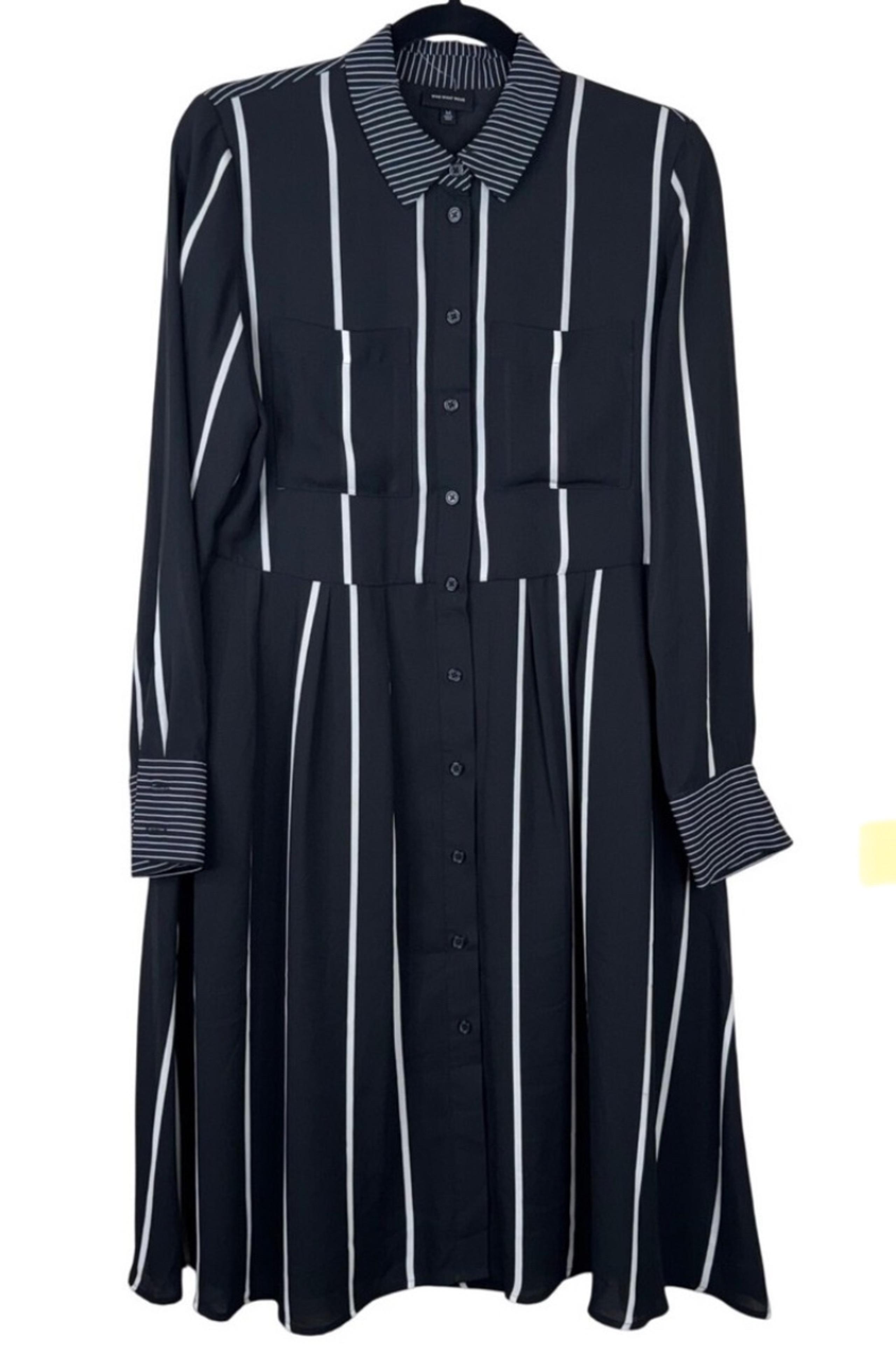 Who What Wear Whimsigoth Striped Midi Shirt Dress M Collared Button Down