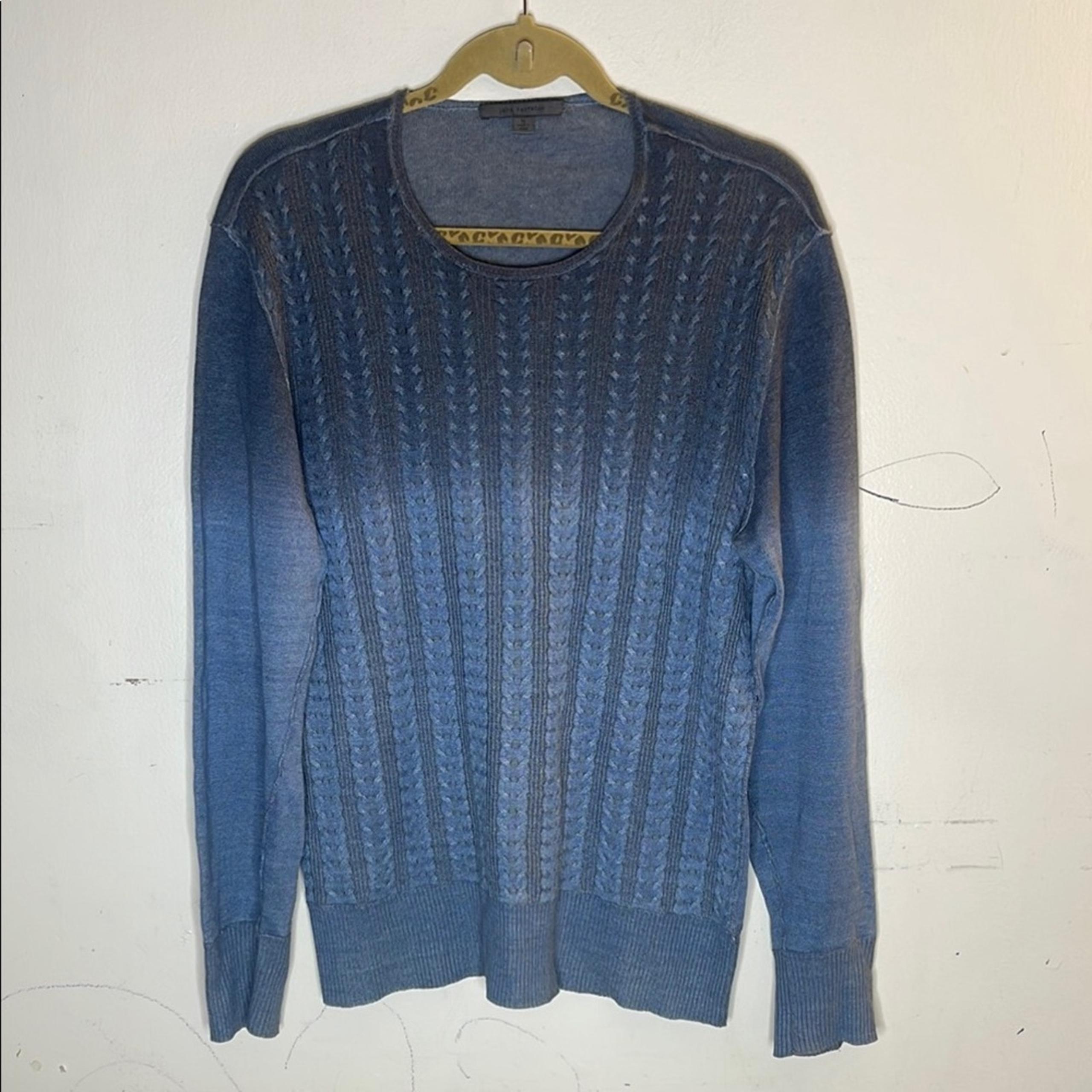 JOHN VARVATOS Men's Linen Blend Blue Knit Scoop Neck Sweater Size Medium