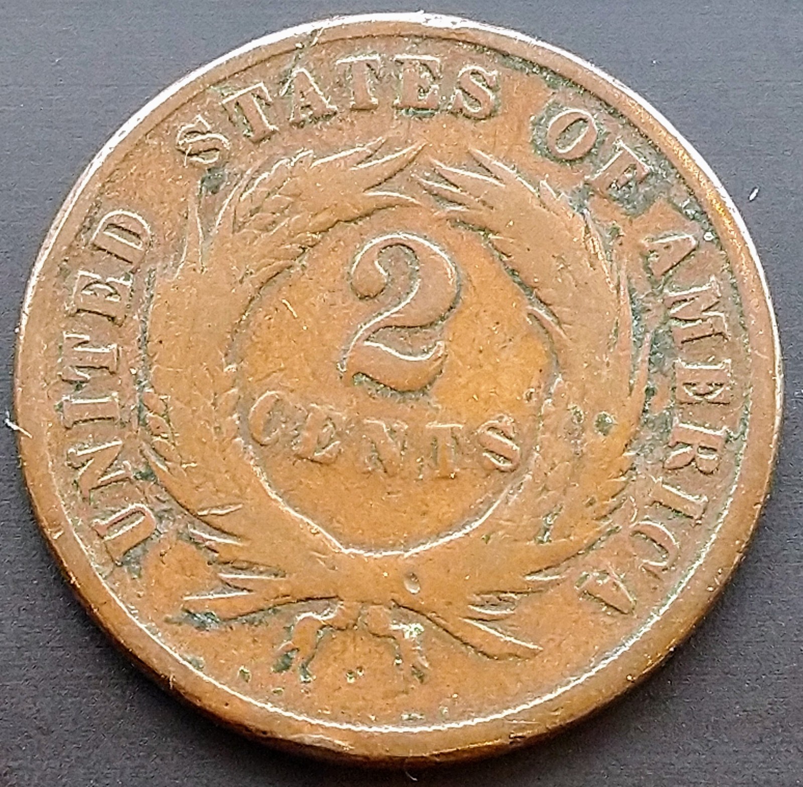 1870 Two Cent scarce date USA Genuine 154 Year old history