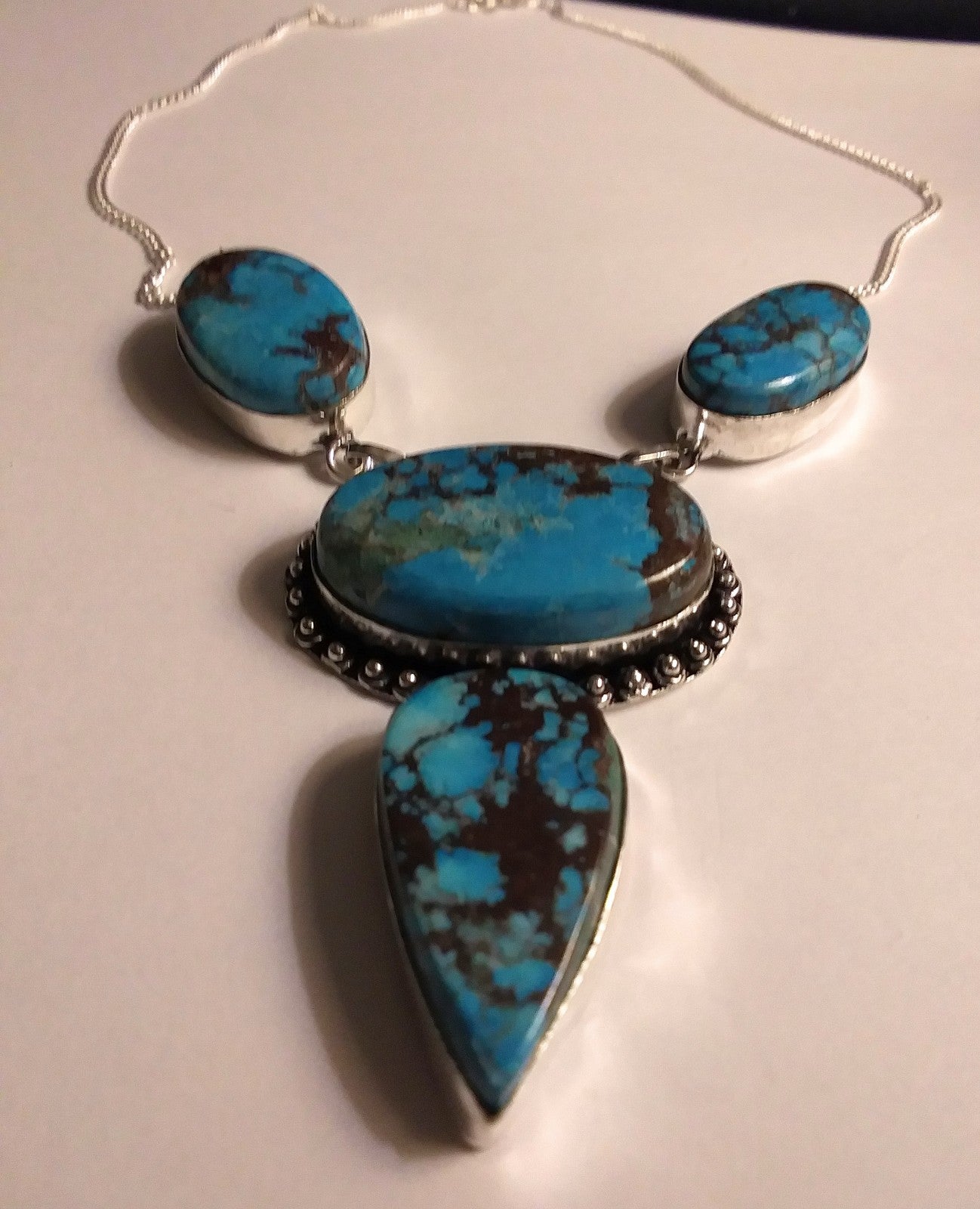 Stunning 925 Sterling Silver Turquoise Necklace