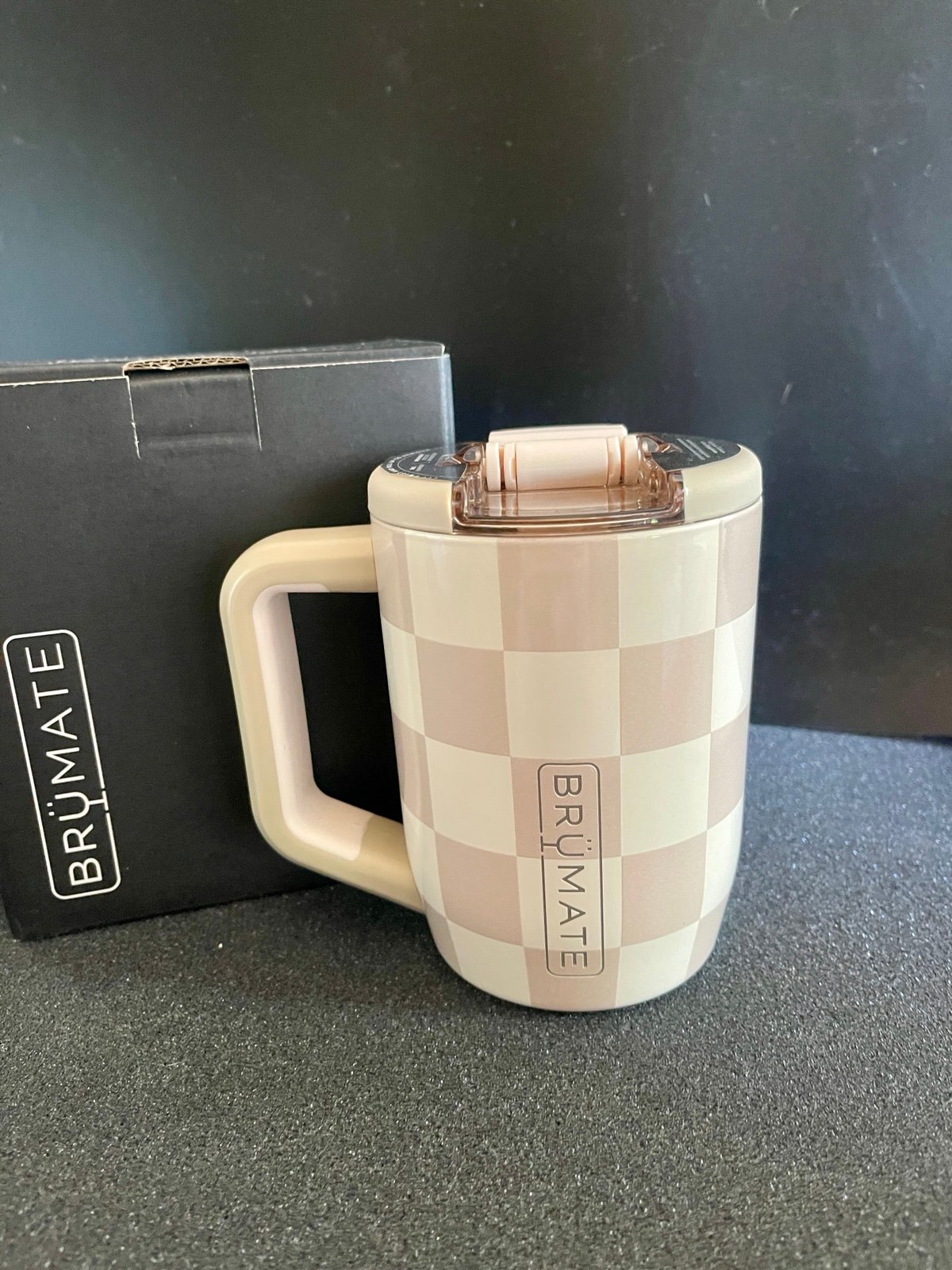 BNIB Brumate Muv 15oz Tan Checker Checkered Mug Krista Horton Collab