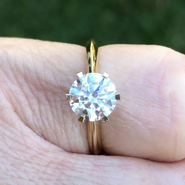 SZ 5 Certified 1 CT 10k Yellow Gold Moissanite Engagement & Wedding Ring
