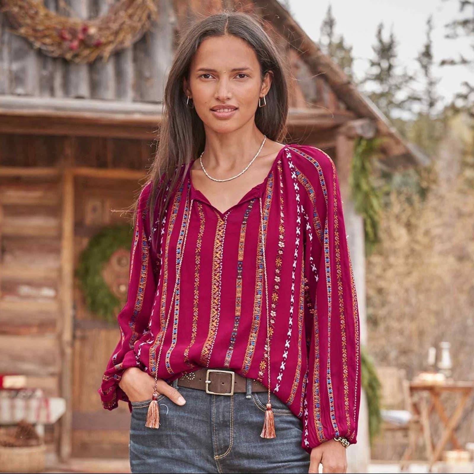 Sundance Catalog "Velvet Obsession" Blouse Burgundy Women's Brand New Sundance Catalog "Velvet Obsession" Blouse Burgundy Women's Brand New