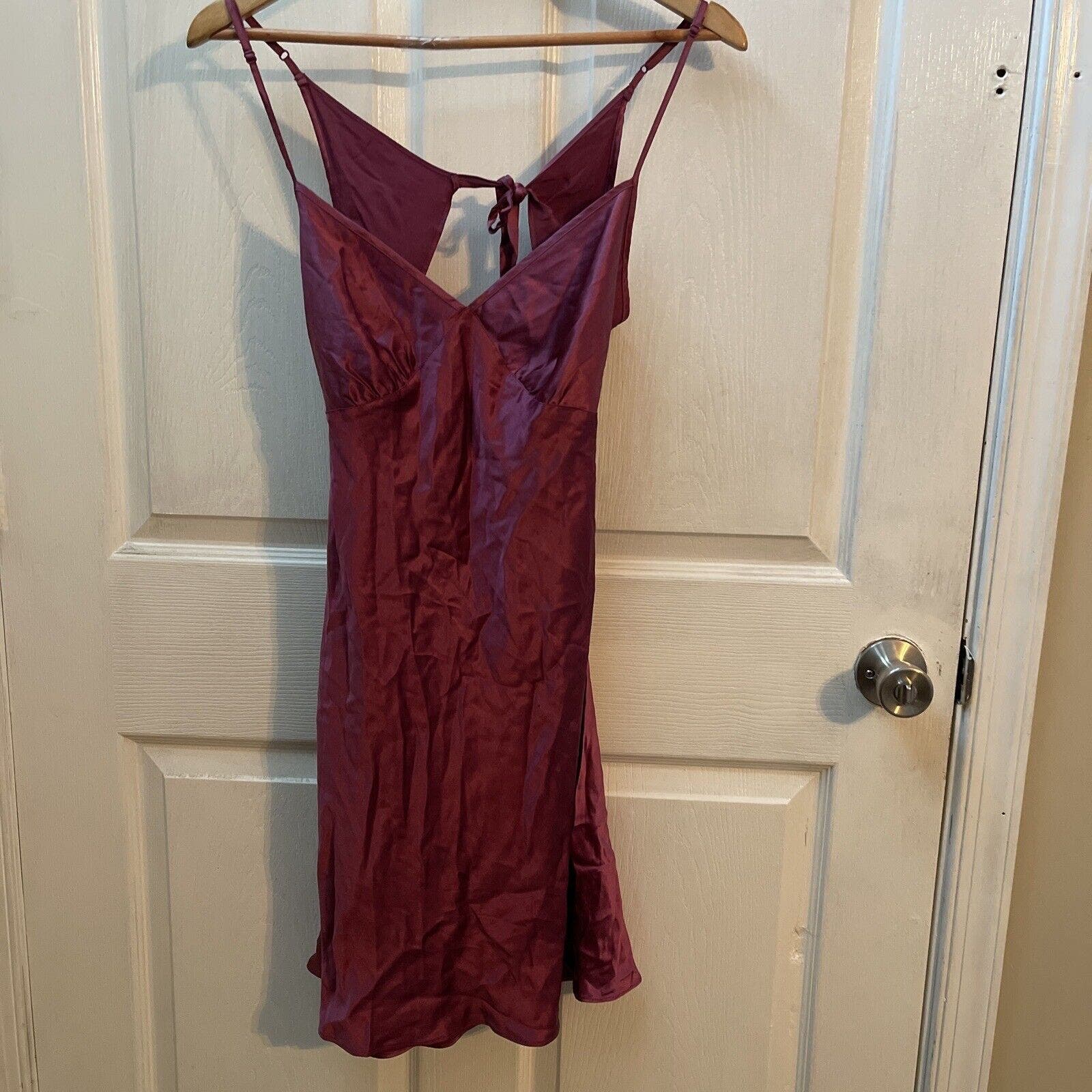 Victoria’s Secret Vintage 100% Silk Sexy Slip Nightgown Dress Maroon Open Back