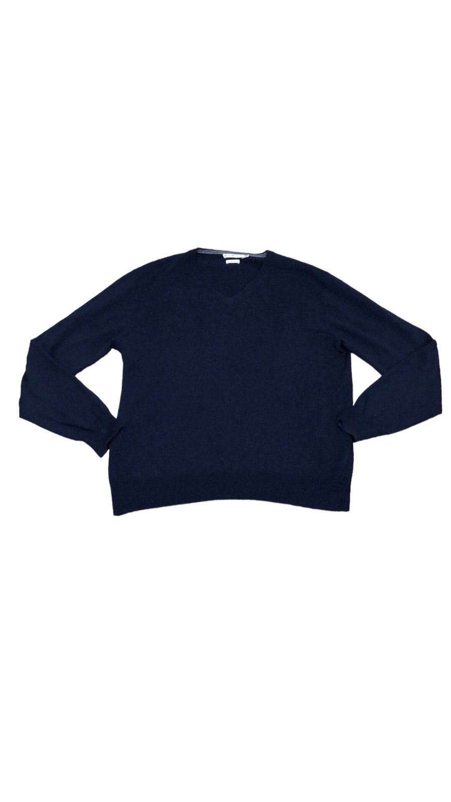Peter Millar V-Neck Sweater Size Large Navy Blue 100% Merino Wool Pullover