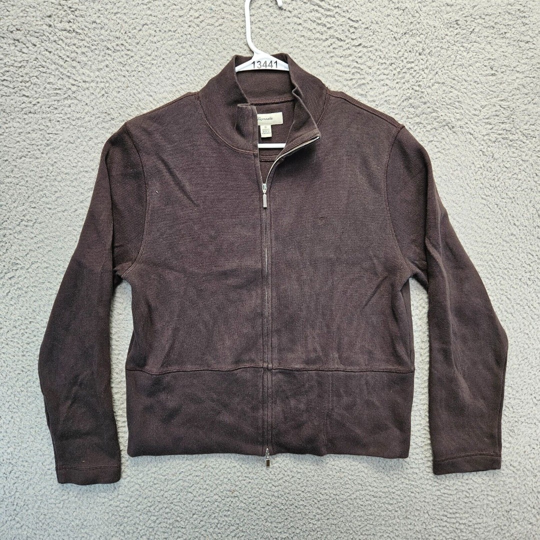 Faconnable Jacket Mens Size Small Brown Cotton Knit Full Zip