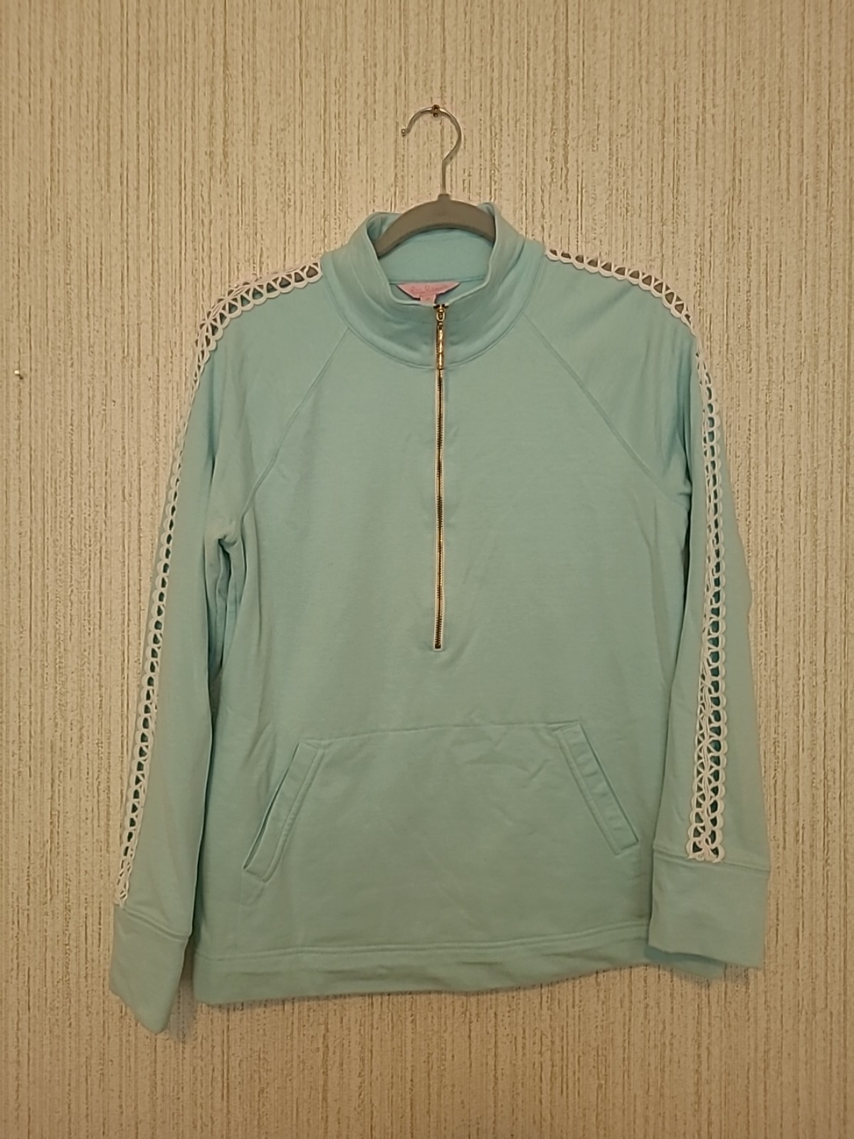 Lilly Pulitzer Size Medium Light Blue Popover With Crochet Accents