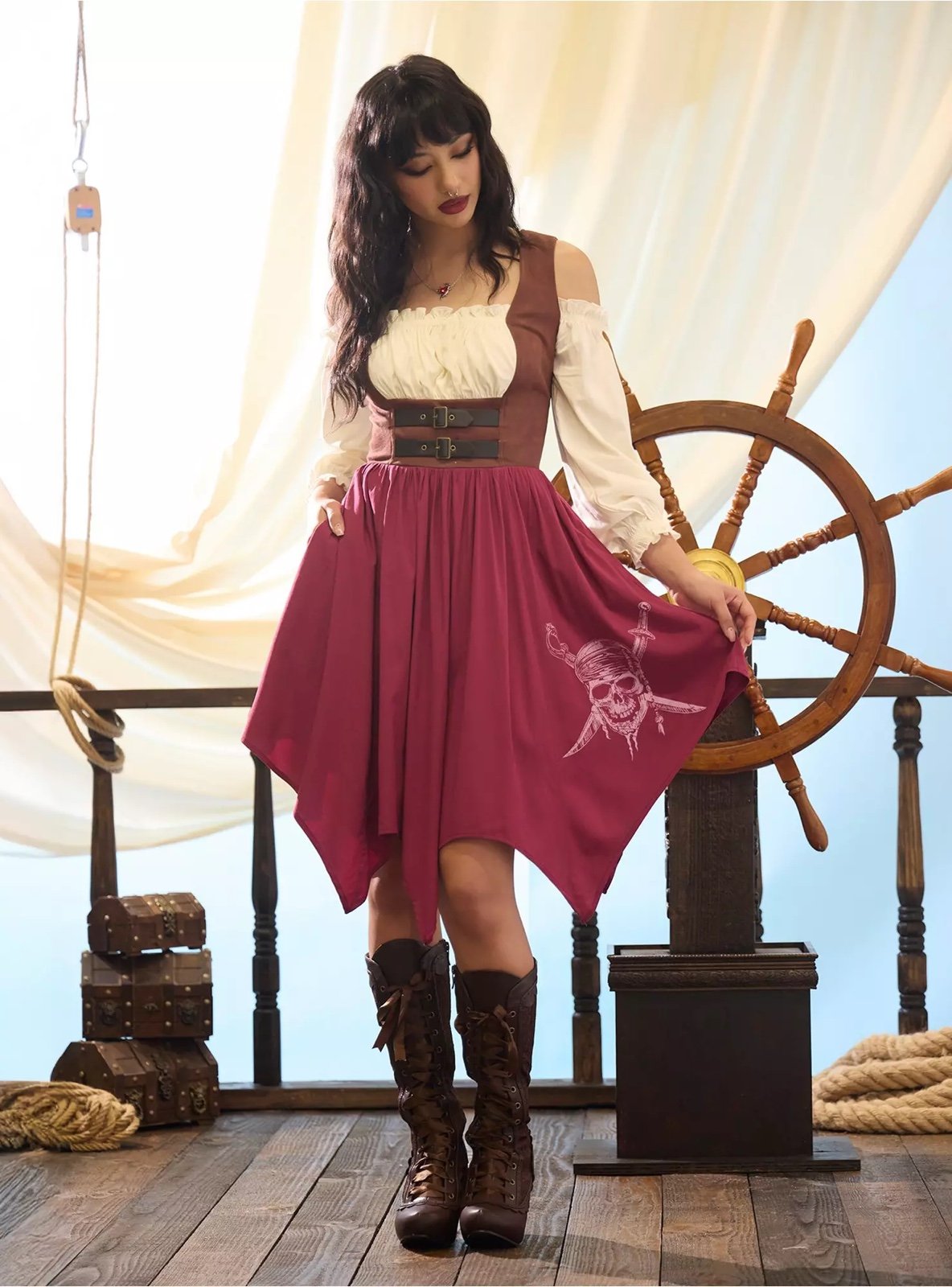 Her Universe Disney Pirates Of The Caribbean Pirate ColdShoulder Dress Hot Topic