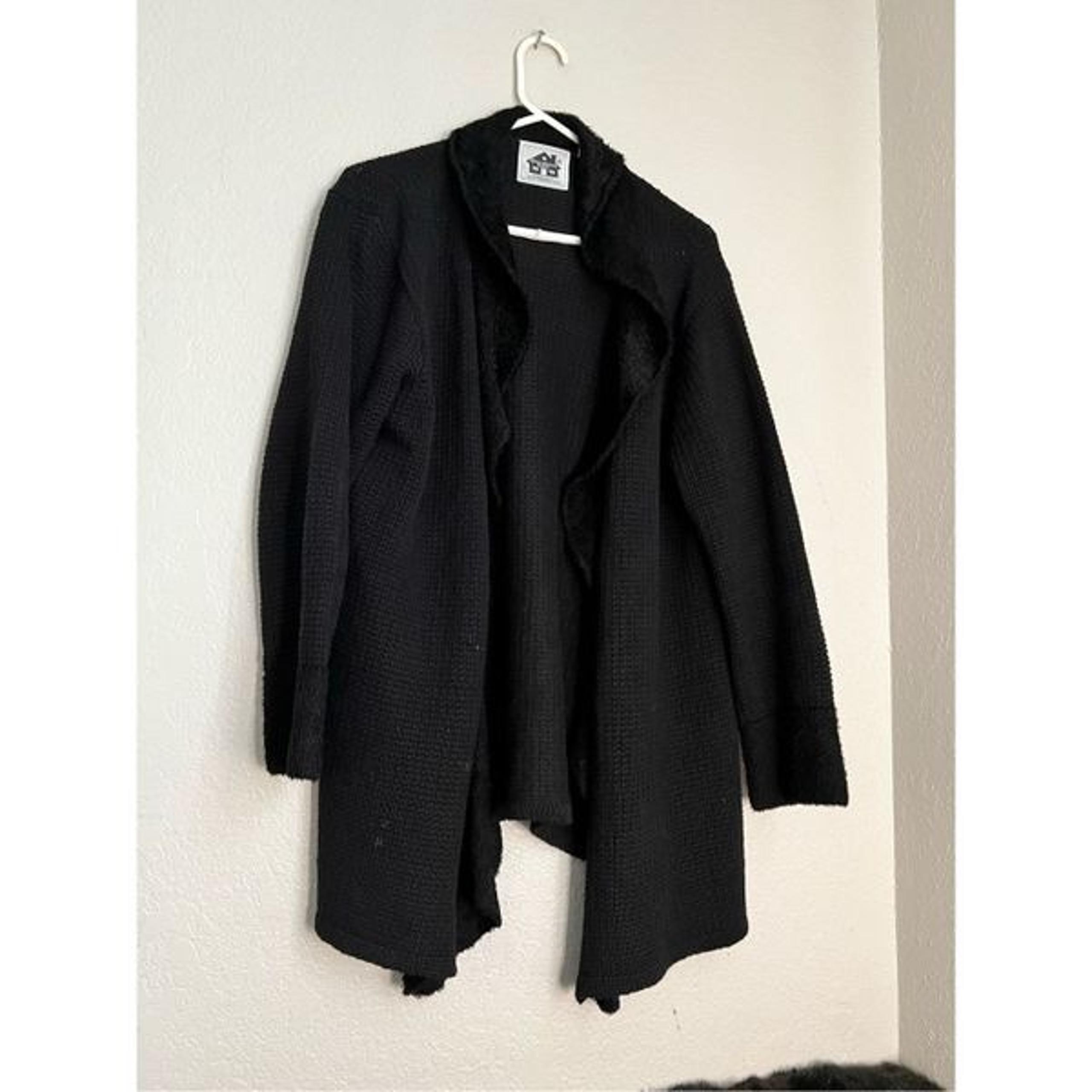 Storybook knits black waterfall cardigan sweater L