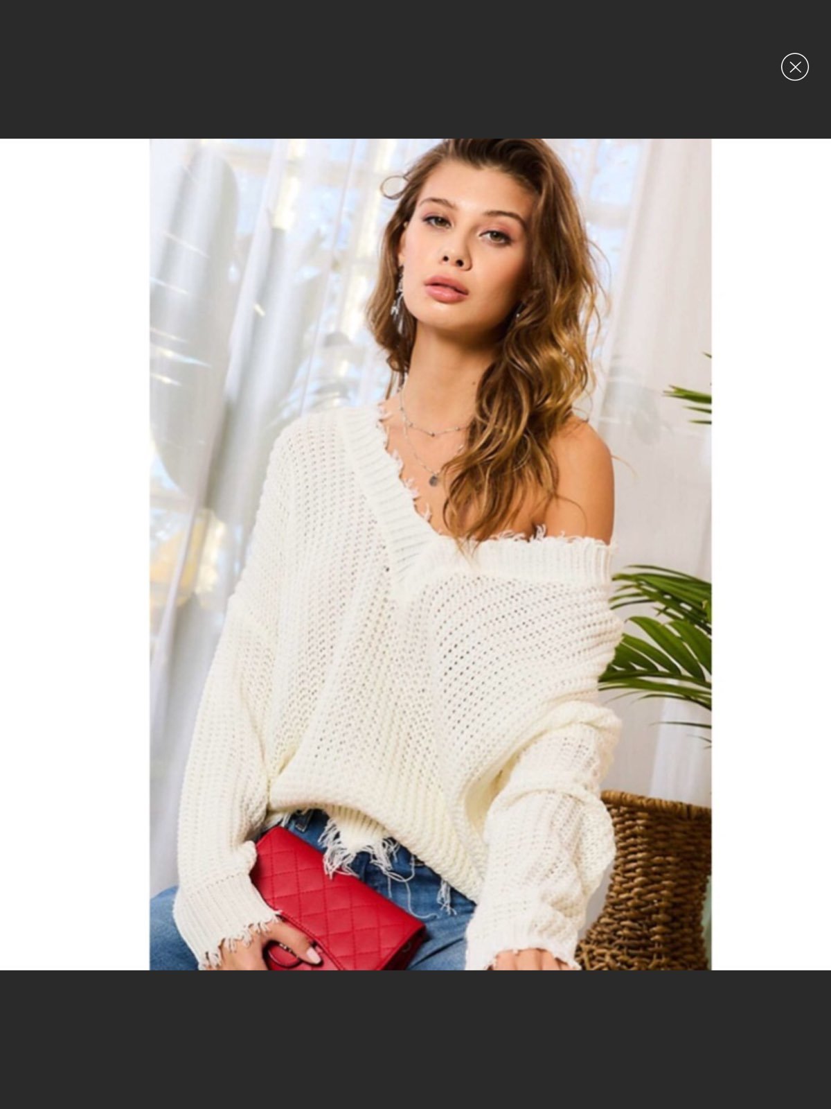Main Strip V-Neck Frayed Sweater