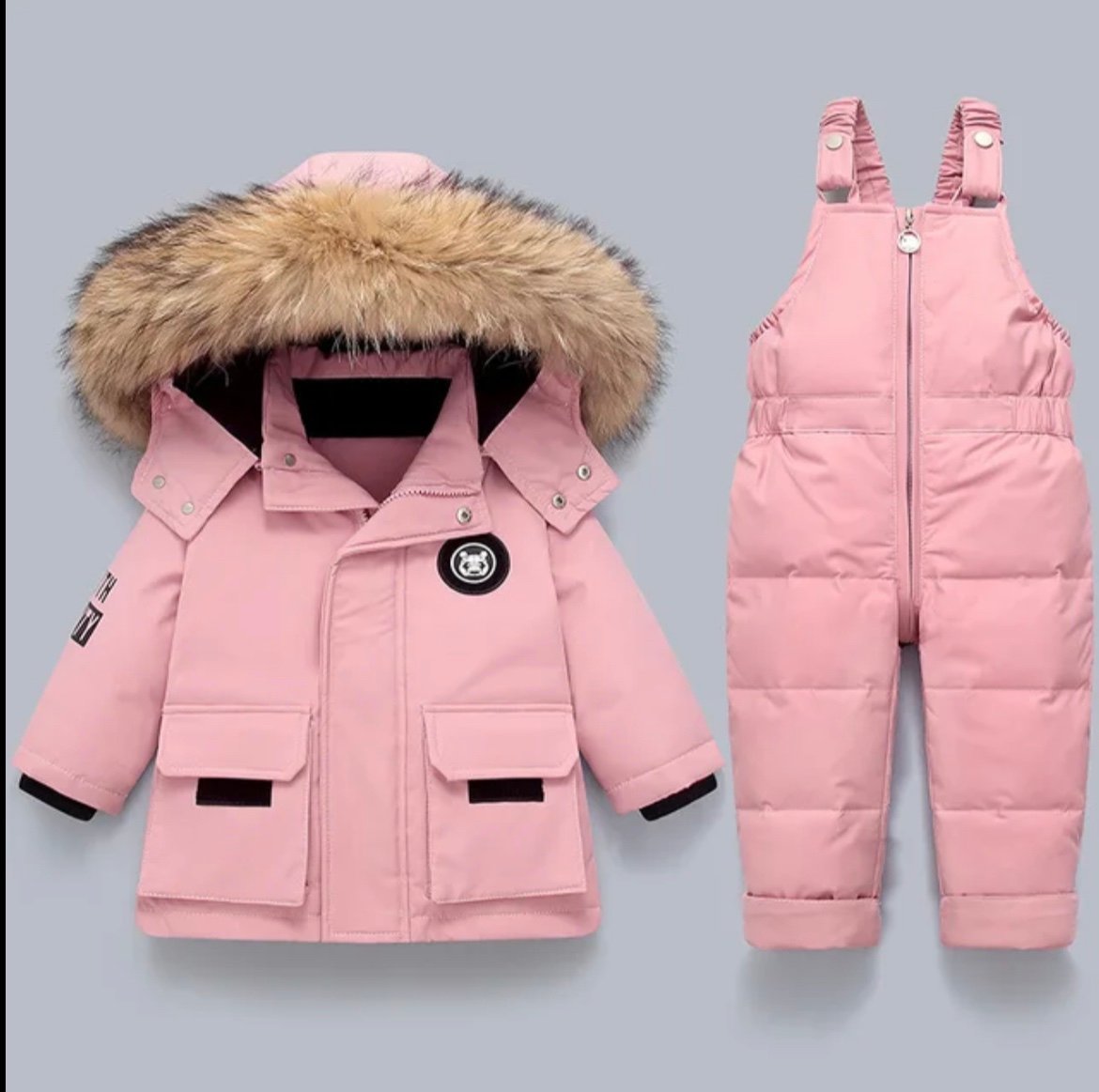 Children Clothing Set 2pcs Baby Winter Warm Down Thicken Infant Overalls Baby 3T